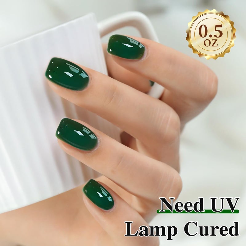 Double Rhythm 15ML Gel Polish Pure Sheer Same Color Same Bottle Soak Off Gel Polish Art Manicure Salon DIY at Home for Women (Deep Green-A1460) - Image 3