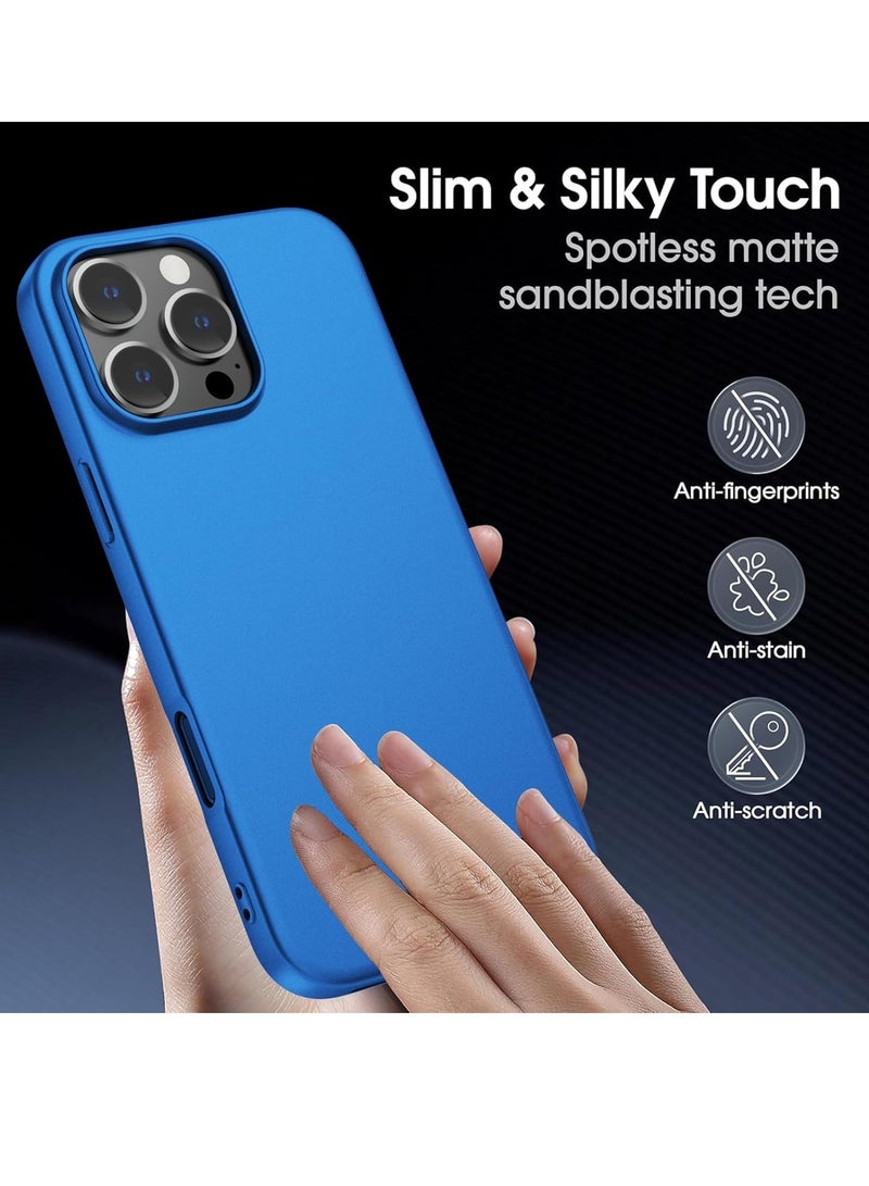 iPhone 16 Pro Max Blue Case – Ultra-Thin Matte Cover with Camera Lens and Screen Protectors, Soft Touch Anti-Scratch Shockproof Slim Design - Image 2