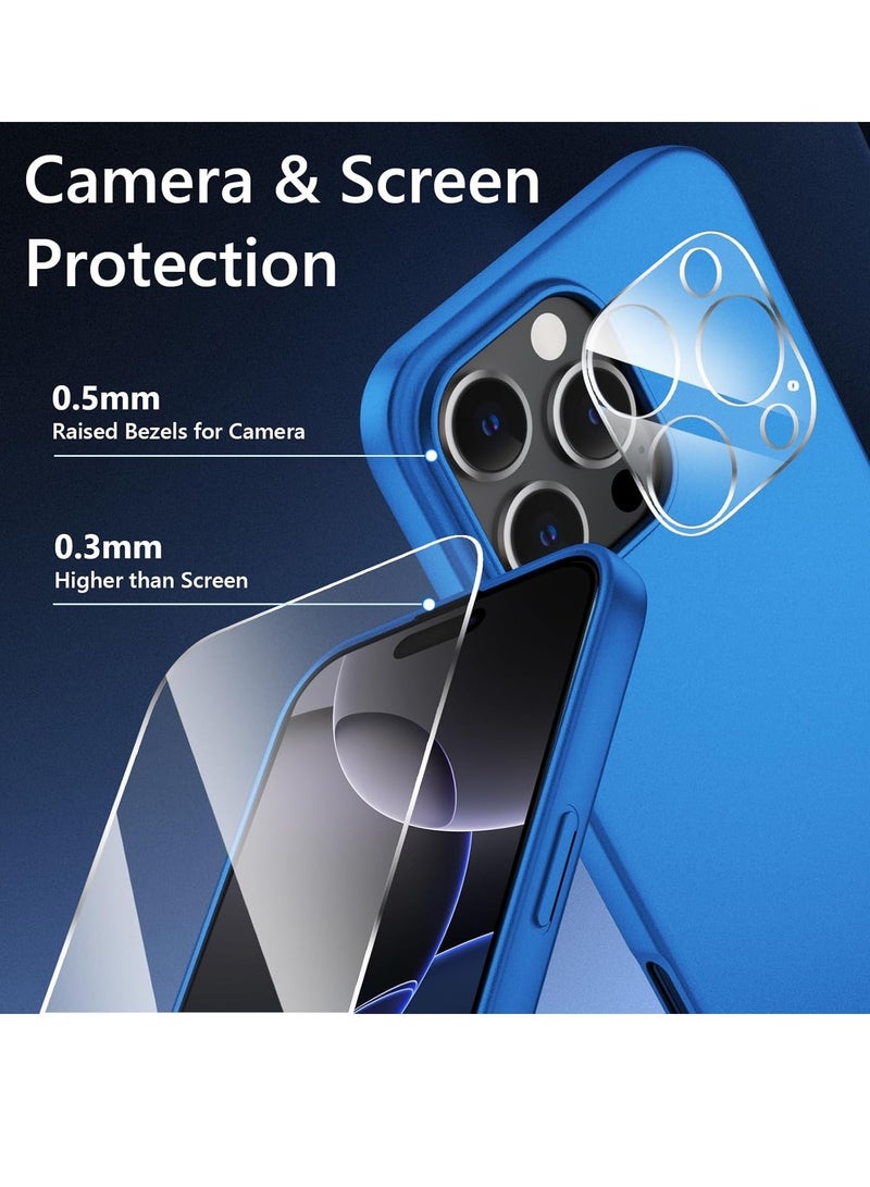 iPhone 16 Pro Max Blue Case – Ultra-Thin Matte Cover with Camera Lens and Screen Protectors, Soft Touch Anti-Scratch Shockproof Slim Design - Image 3