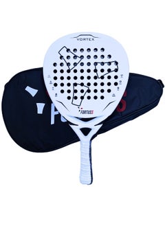 FORTUSS Padel Tennis Racket - Full Carbon Fiber - 3D Surface With Light Eva Memory Flex Foam Core - Padel Racquet - Hybrid Teardrop Paddle Racket With Bag Included (White)  - Image 2