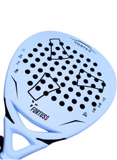 FORTUSS Padel Tennis Racket - Full Carbon Fiber - 3D Surface With Light Eva Memory Flex Foam Core - Padel Racquet - Hybrid Teardrop Paddle Racket With Bag Included (White)  - Image 3