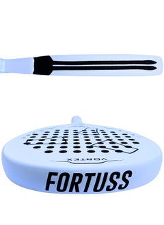 FORTUSS Padel Tennis Racket - Full Carbon Fiber - 3D Surface With Light Eva Memory Flex Foam Core - Padel Racquet - Hybrid Teardrop Paddle Racket With Bag Included (White)  - Image 4
