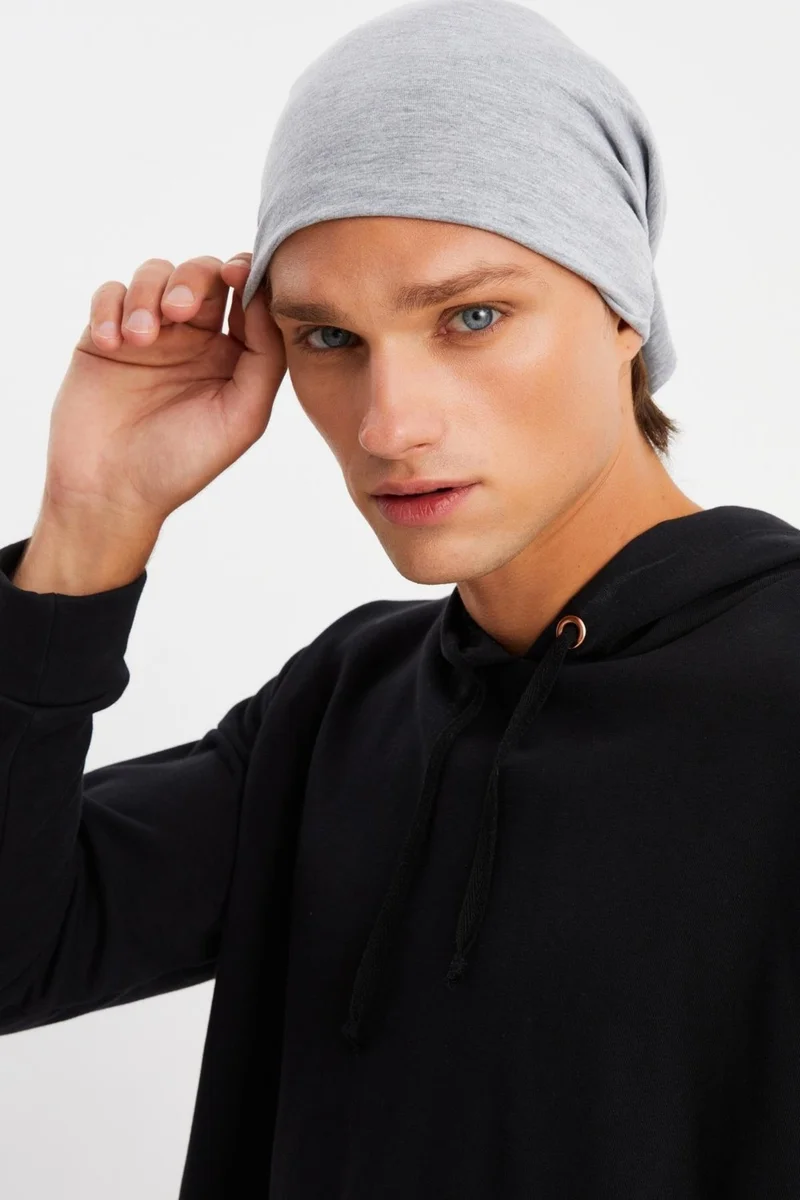 بوتيكجيز Light Gray Men's 4-function Protective Cotton, Flexible, Anti-Sweat, Bandana, Neck Collar, Buff, Mask