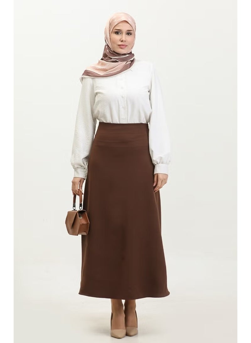 Sefa Merve تنورة مزدوجة 4816-04 بني - Image 1