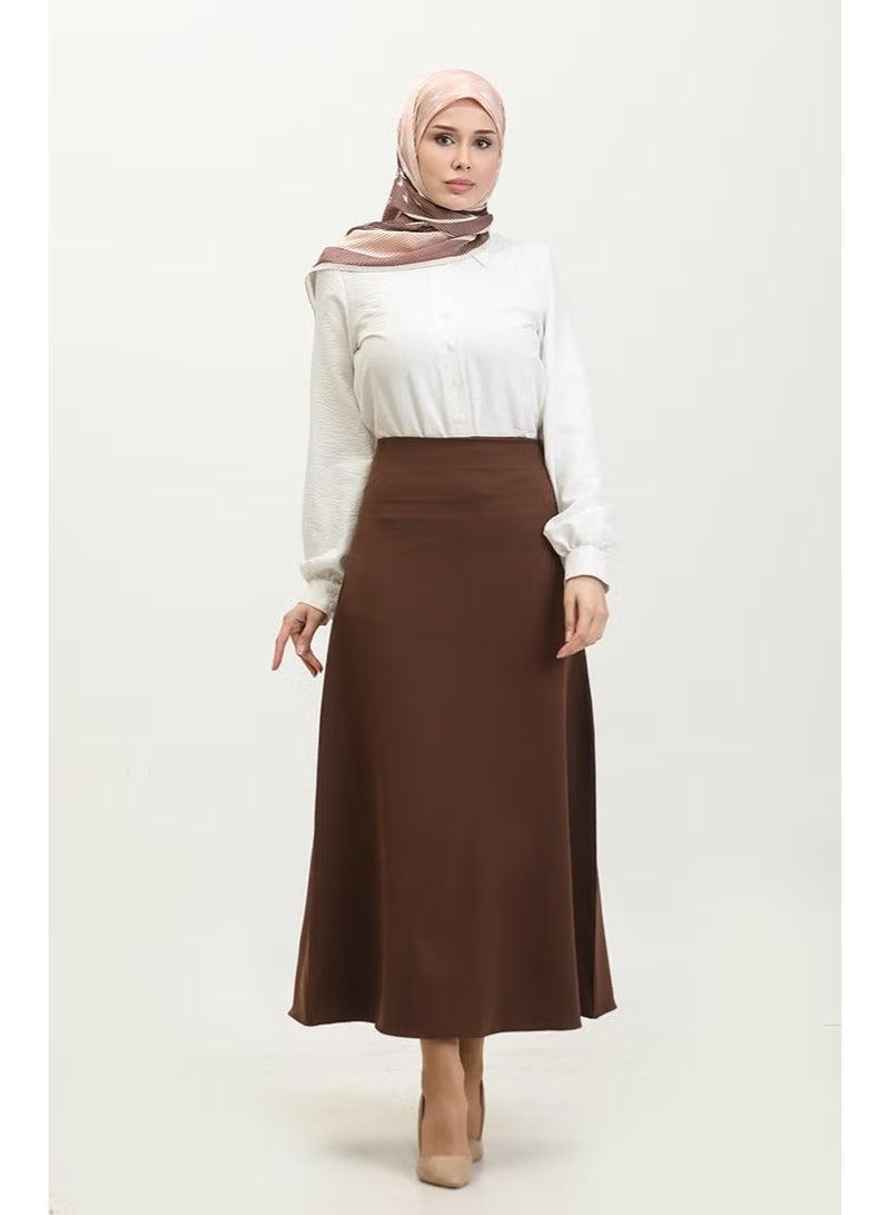 Sefa Merve تنورة مزدوجة 4816-04 بني - Image 2