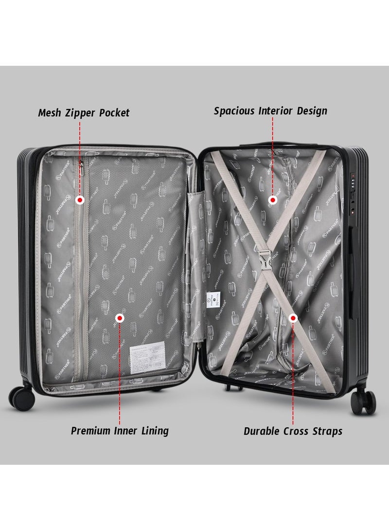 ZAAPPY Lightweight Hardshell Luggage 3 Pcs Set with Front Opening Carry-On Suitcase for Easy Access and a Convenient Bottle Holder - Image 3