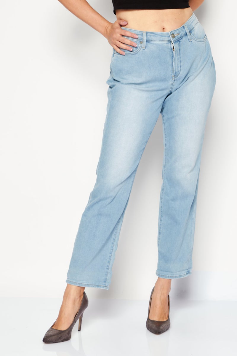 NYDJ Women Sheri Slim Fit Ankle Cuff Stretchable Jeans, Light Wash Blue - Image 1