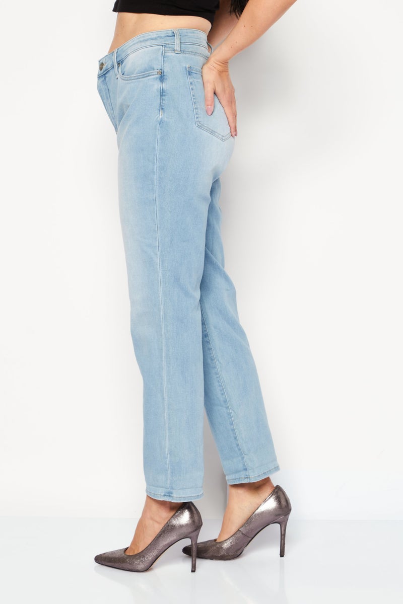 NYDJ Women Sheri Slim Fit Ankle Cuff Stretchable Jeans, Light Wash Blue - Image 4
