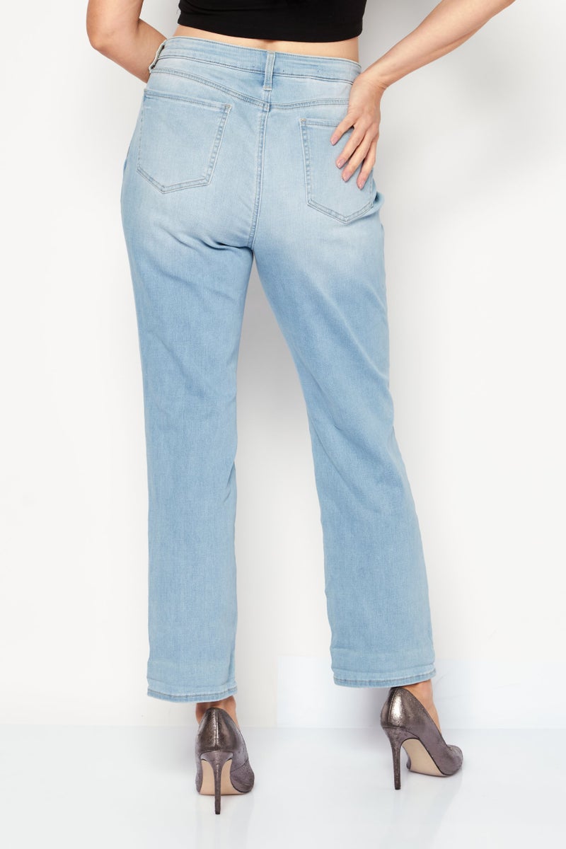 NYDJ Women Sheri Slim Fit Ankle Cuff Stretchable Jeans, Light Wash Blue - Image 2