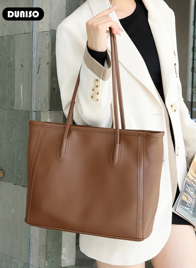 DUNISO Women's Shoulder Tote Bag Faux Leather Handbag For Women Large Capacity Bucket Bag Fashionable Travel Messenger Shoulder Bag For Ladies Girls College Students - Image 5