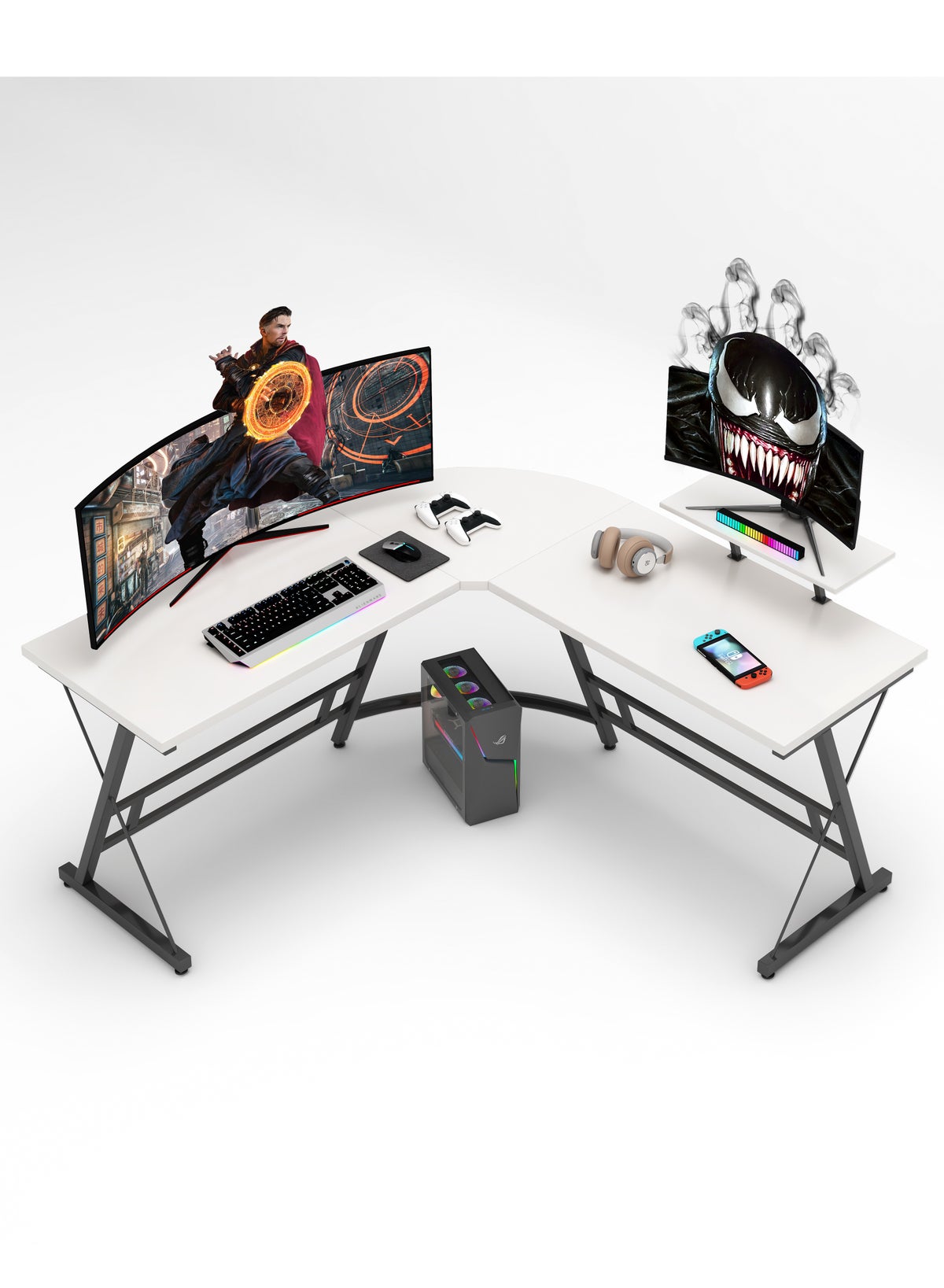 ALMUFARREJ L-Shaped Desk Computer Corner Table Home Gaming Desk Office ...