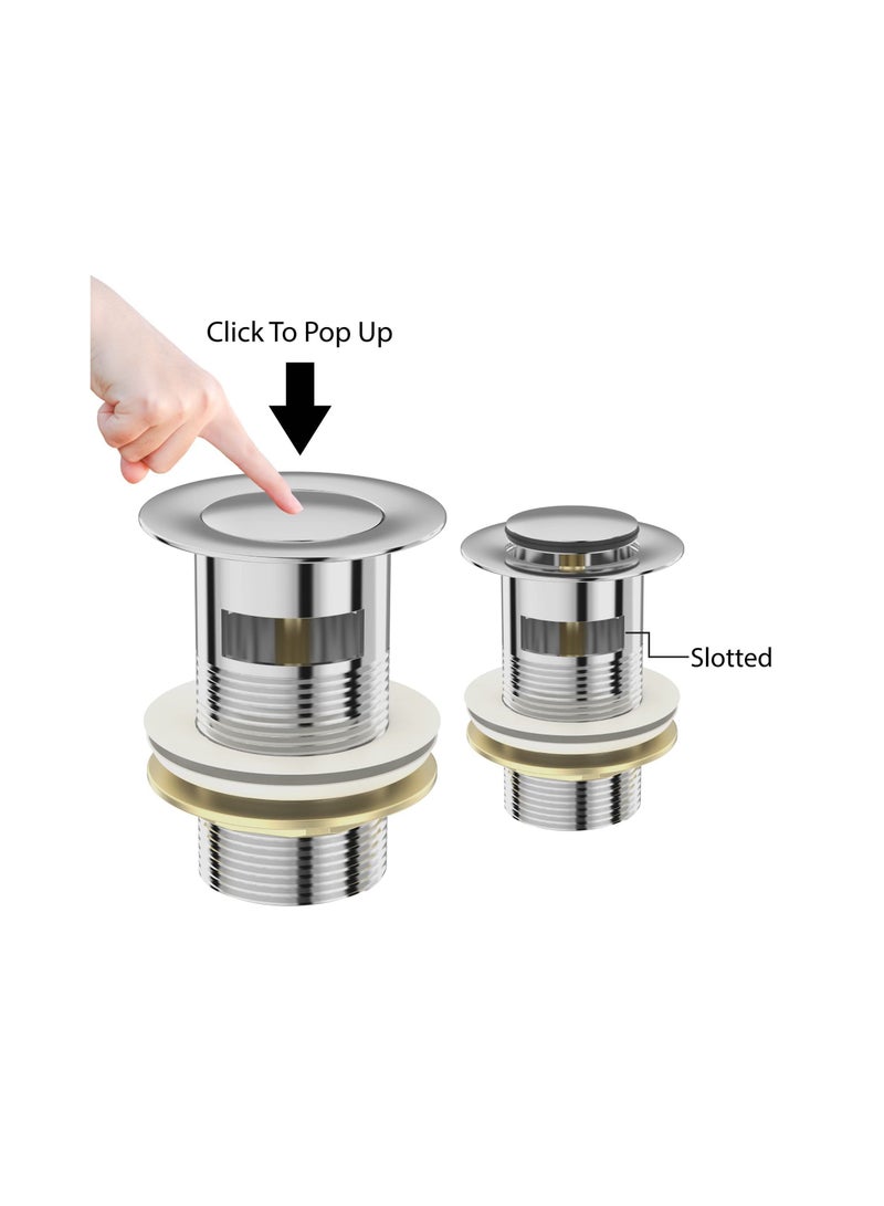 Y&D Slotted Pop Up Sink Plug in Chrome Finish, Strainer Accessories Basin Waste, Modern Bathroom Waste with Overflows - Image 5