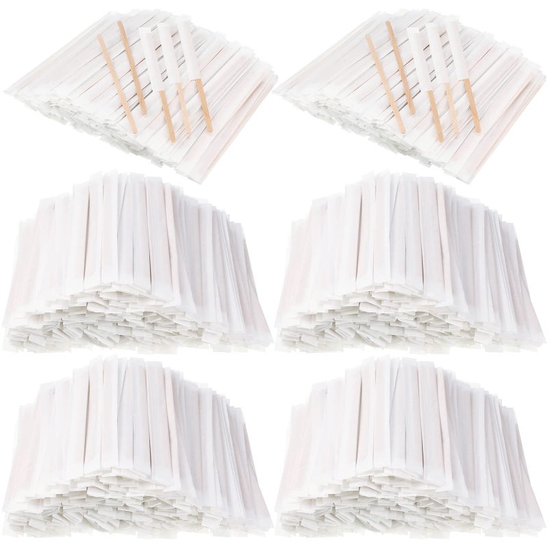 Amyhill 2000 Pcs Individually Wrapped Wooden Coffee Stirrers Disposable Coffee Stir Sticks Round End Sticks Bulk Wood Stirrers for Cocktail Hot Drinks Restaurant Bar Home Office 7 Inch