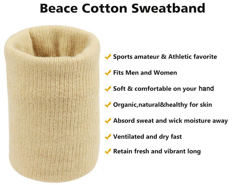 Neska Moda Unisex Beige Cotton Wrist Band-WB27 - Image 3