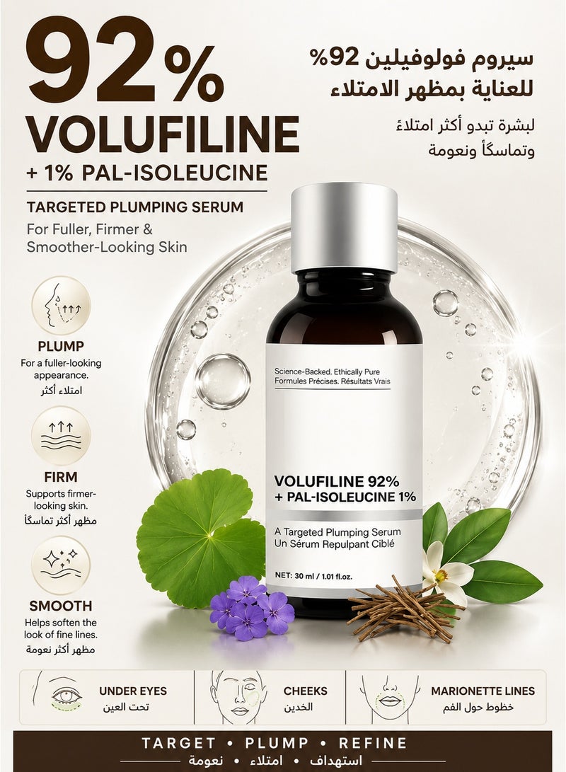 Volufiline 92% + Pal-Isoleucine 1% Plumping Serum – Skin Density & Firming Booster for Hollow Cheeks, Under Eyes & Marionette Lines – Lightweight Nourishing Face Serum, 30ml - Image 1