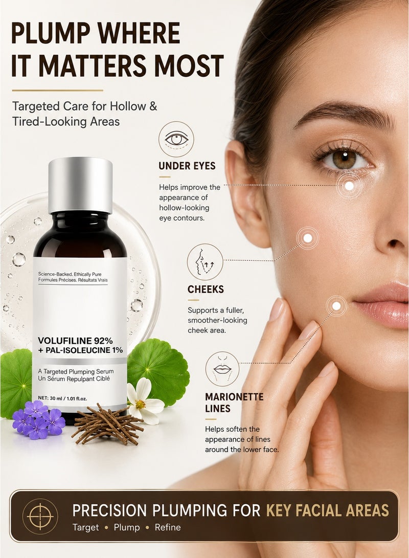 Volufiline 92% + Pal-Isoleucine 1% Plumping Serum – Skin Density & Firming Booster for Hollow Cheeks, Under Eyes & Marionette Lines – Lightweight Nourishing Face Serum, 30ml - Image 2