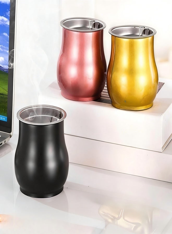 Stainless Steel Funneling Cigarette Cigar Ashtray Cigar Ash Holder Smoking Ash Tray for Home Office(Black) - Image 4
