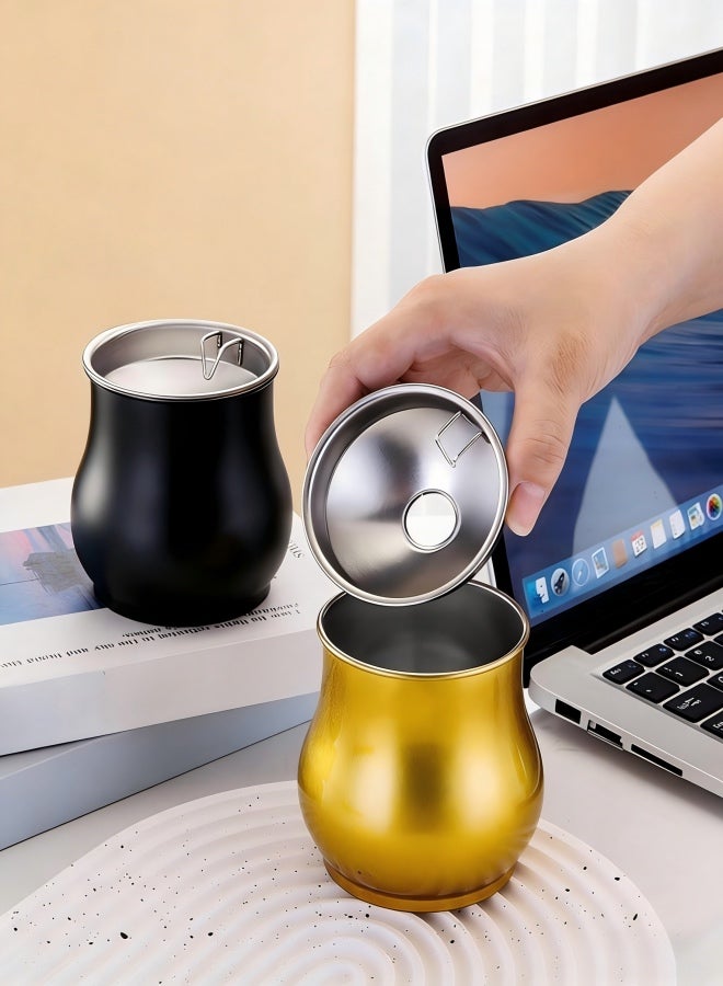 Stainless Steel Funneling Cigarette Cigar Ashtray Cigar Ash Holder Smoking Ash Tray for Home Office(Black) - Image 5