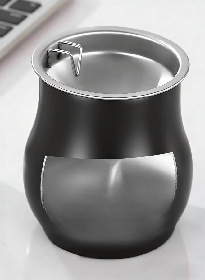 Stainless Steel Funneling Cigarette Cigar Ashtray Cigar Ash Holder Smoking Ash Tray for Home Office(Black) - Image 3
