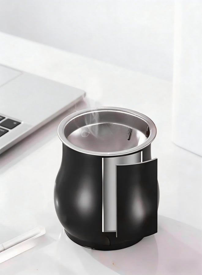 Stainless Steel Funneling Cigarette Cigar Ashtray Cigar Ash Holder Smoking Ash Tray for Home Office(Black) - Image 1