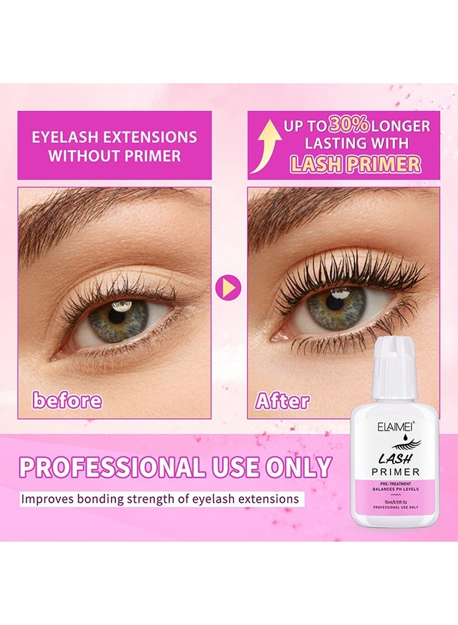 Elaimei Lash Primer, For Eyelash Extension Professional Use Only Easy To Remove Proteins And Oils Enhance Adhesive Strength Of Eyelash Extensions Pre Treatment For Lash Enhancer Primer,15ml - Image 4