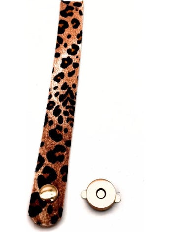 Angel Çanta Aksesuar Angel Bag Accessory 18 X 2 Cm Faux Leather Leopard Color Bag Cover Light Gold Metallic 