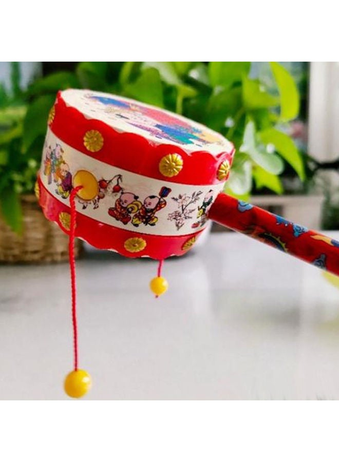 Ping An Auspicious Rattle 3 Months 1 Year Old Newborn Wooden Rattle Baby Training Grip Audio-visual Toys-Color:2 Peace Auspicious Drums - Image 5
