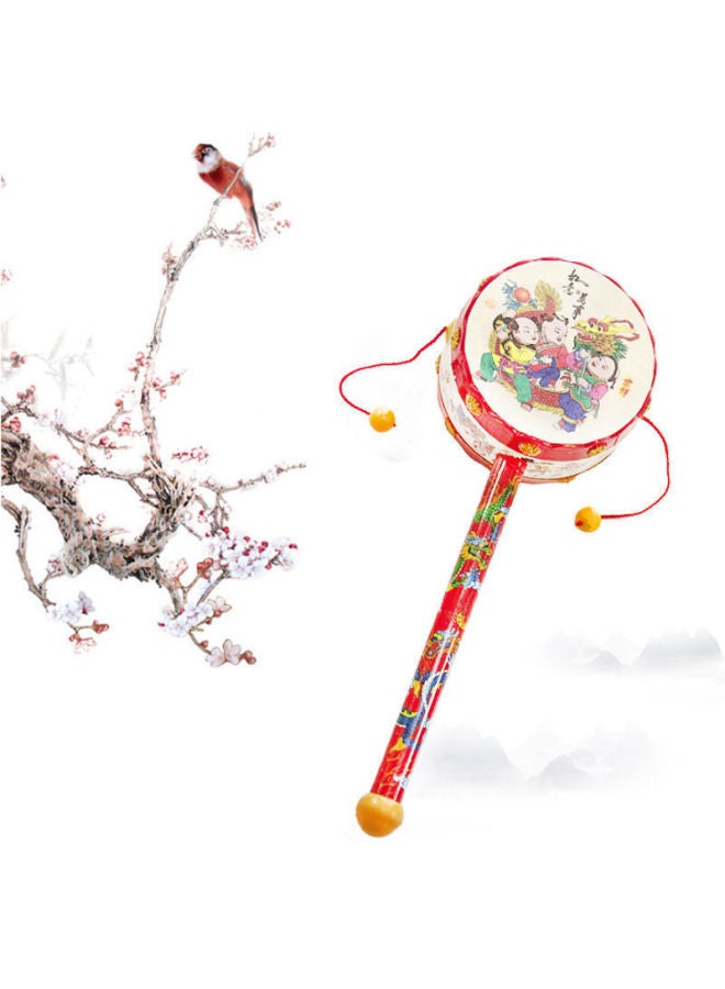 Ping An Auspicious Rattle 3 Months 1 Year Old Newborn Wooden Rattle Baby Training Grip Audio-visual Toys-Color:2 Peace Auspicious Drums - Image 4