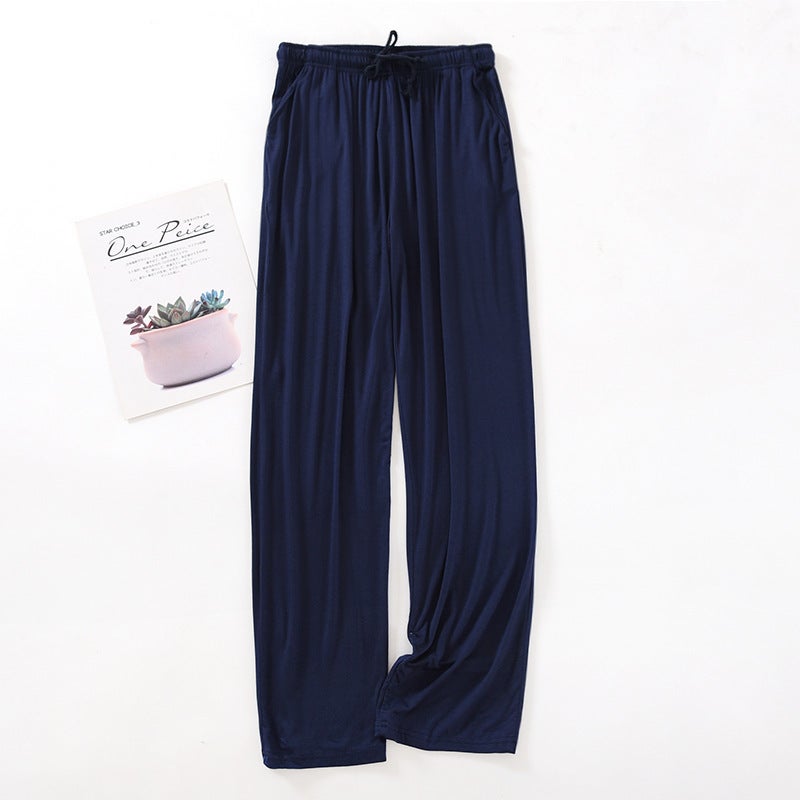 Mens Modal Ice Silk Thin Sleep Pants Black - Image 2
