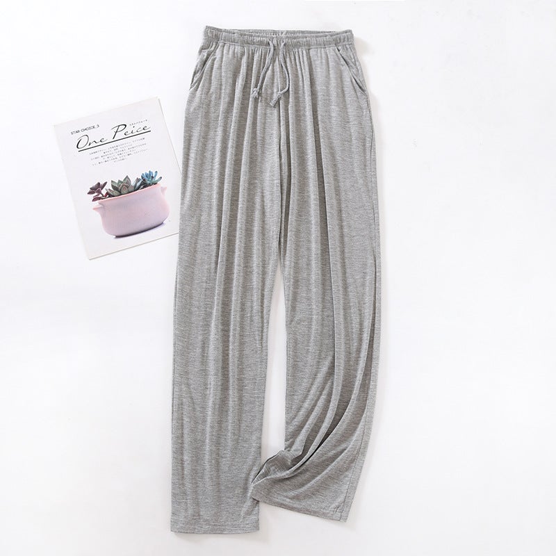 Mens Modal Ice Silk Thin Sleep Pants Black - Image 3