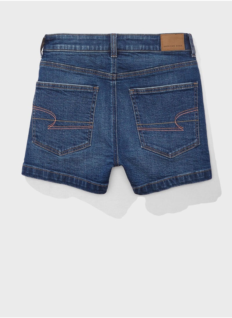 American Eagle - Button Detail Denim Shorts - Image 1