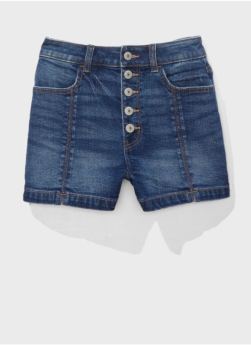 American Eagle - Button Detail Denim Shorts - Image 1