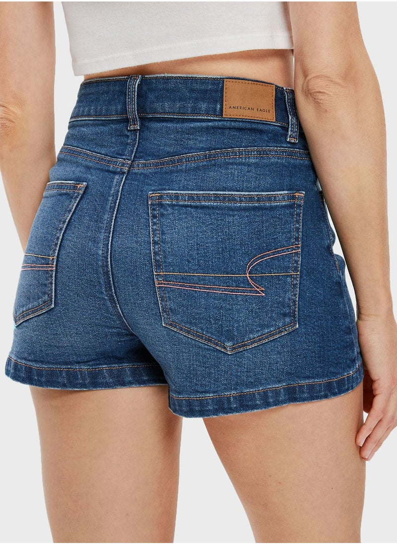 American Eagle - Button Detail Denim Shorts - Image 1