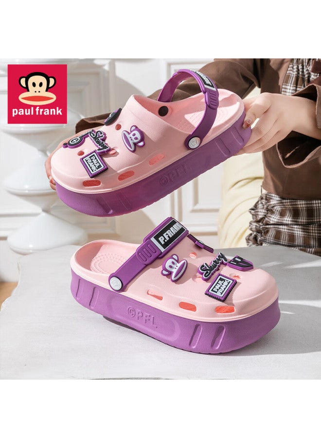 Paul Frank Big Mouth Monkey Hollow Shoes Sandals Men And Women Summer Slippers Outdoor Dual-use Toe Cap Beach Shoes 6081 Light Pink 40-41