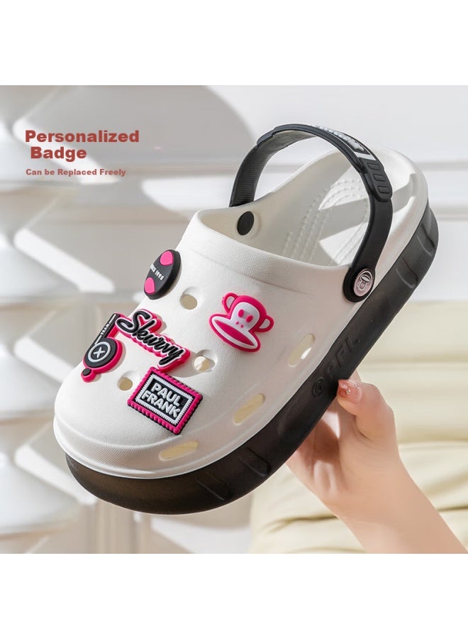 Paul Frank Big Mouth Monkey Hollow Shoes Sandals Men And Women Summer Slippers Outdoor Dual-use Toe Cap Beach Shoes 6081 Light Pink 40-41