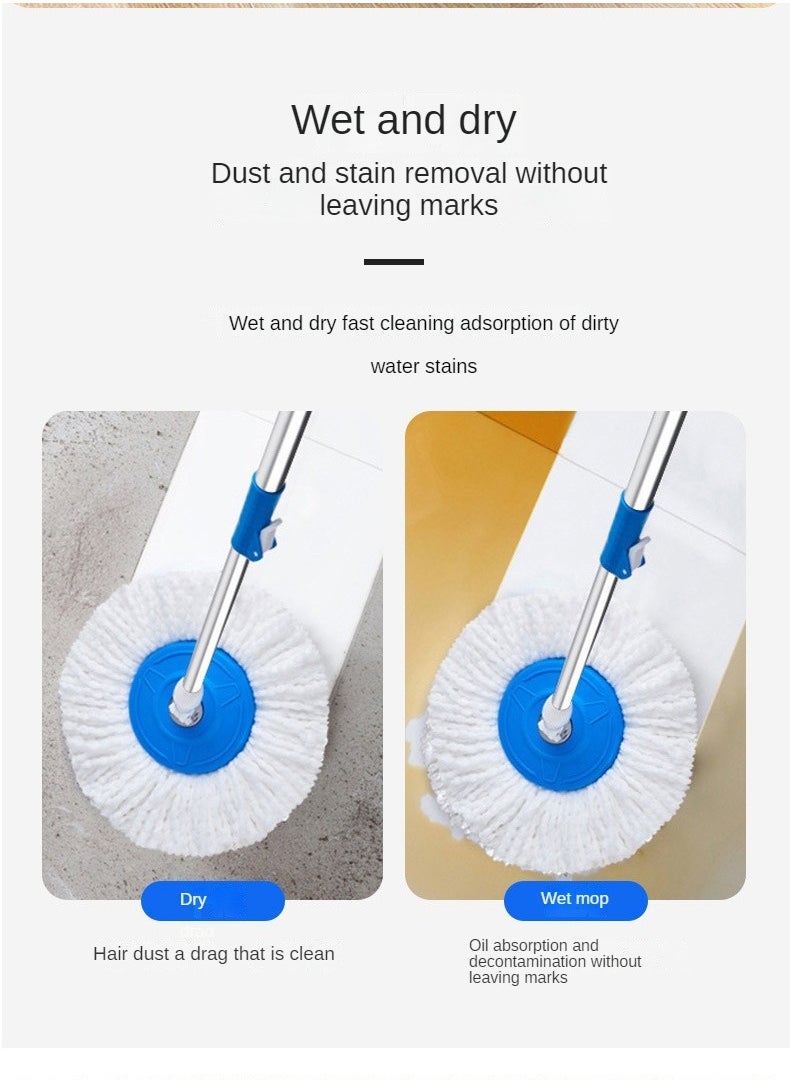 Mop And Bucket Set 360 Degree Spin Rotating Mop With Bucket 2 Microfiber Heads And Adjustable Handle For Home Wooden Floor Cleaning Tools