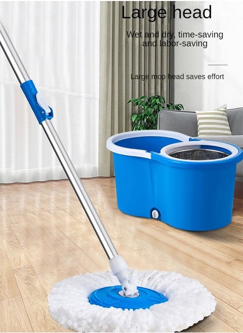 Mop And Bucket Set 360 Degree Spin Rotating Mop With Bucket 2 Microfiber Heads And Adjustable Handle For Home Wooden Floor Cleaning Tools