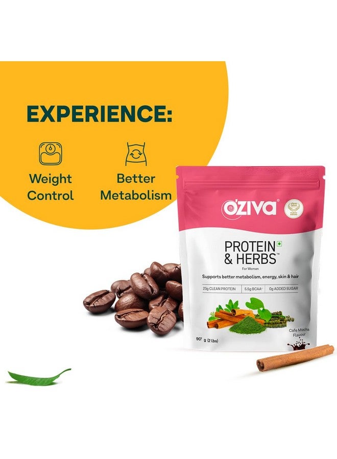 OZiva Protein & Herbs for Women (Cafe Mocha) I Manage Weight, Energy & Metabolism | Clean Protein, Shatavari, Green Tea I No Added Sugar, 2lbs + Shaker - Image 3
