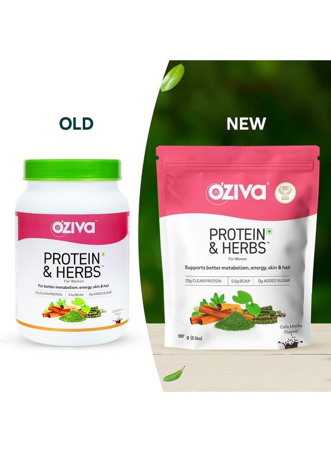 OZiva Protein & Herbs for Women (Cafe Mocha) I Manage Weight, Energy & Metabolism | Clean Protein, Shatavari, Green Tea I No Added Sugar, 2lbs + Shaker - Image 2