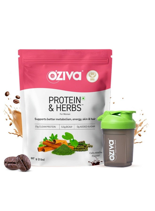 OZiva Protein & Herbs for Women (Cafe Mocha) I Manage Weight, Energy & Metabolism | Clean Protein, Shatavari, Green Tea I No Added Sugar, 2lbs + Shaker - Image 1