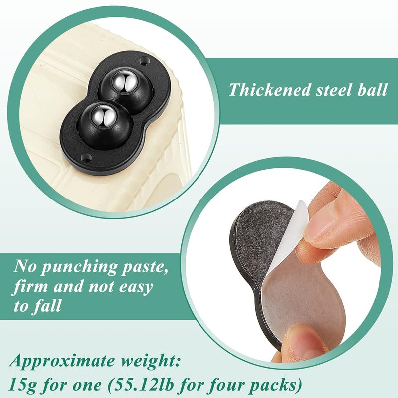 16 Pcs Self Adhesive Caster Wheels Appliance Rollers Sliders for Kitchen Appliances 360° Swivel Universal Mini Caster Wheels (Classic Double Bead) - Image 3