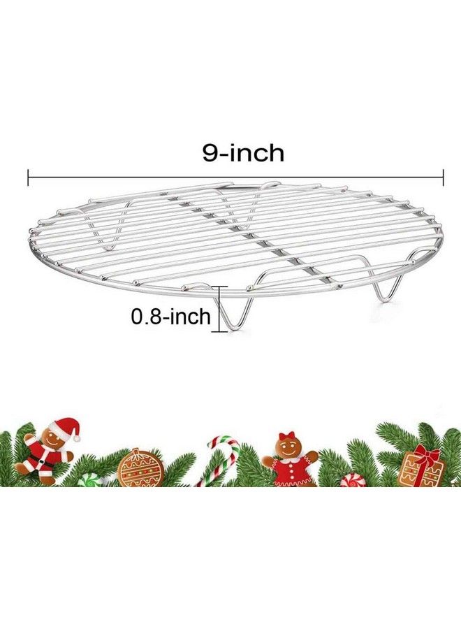 TeamFar Round Cooling Rack Set Of 2 9 Inch Round Rack Baking Steaming Roasting Rack Set Stainless Steel Healthy & Dishwasher Safe Mirror Finish & Rust Free - Image 3