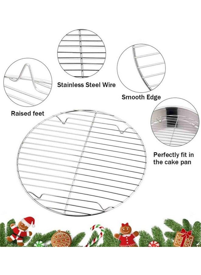 TeamFar Round Cooling Rack Set Of 2 9 Inch Round Rack Baking Steaming Roasting Rack Set Stainless Steel Healthy & Dishwasher Safe Mirror Finish & Rust Free - Image 4
