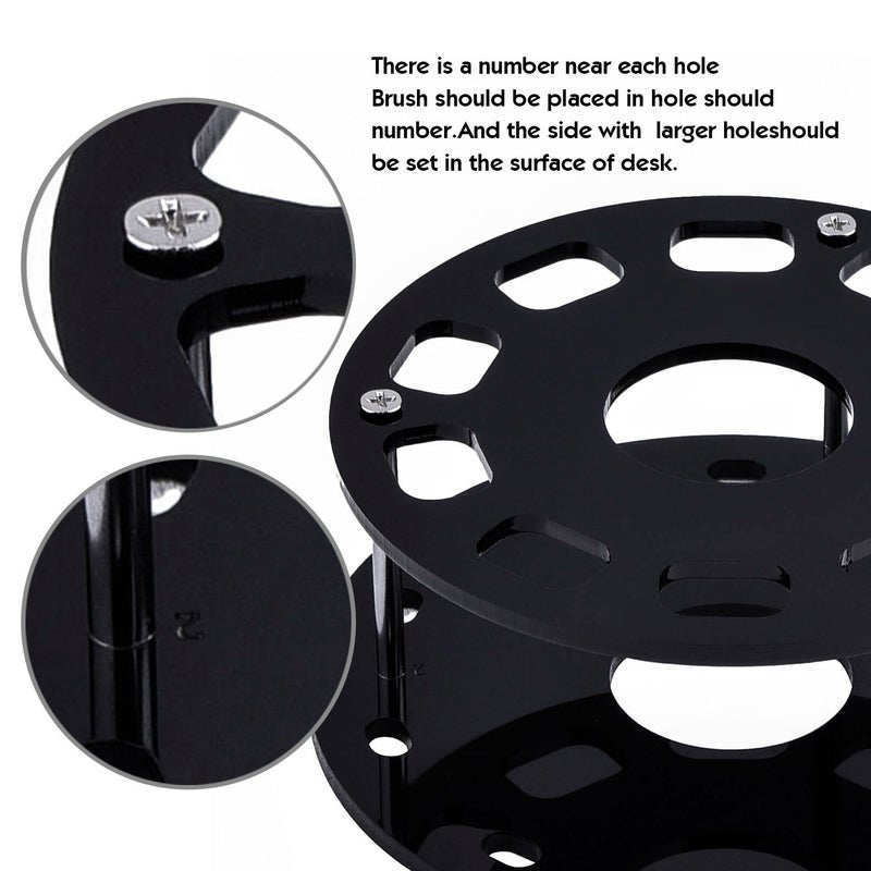 eBoot eBoot Oval Makeup Brush Holder 10 Holes Drying Rack Organizer Cosmetic Shelf Tool Black  - Image 5