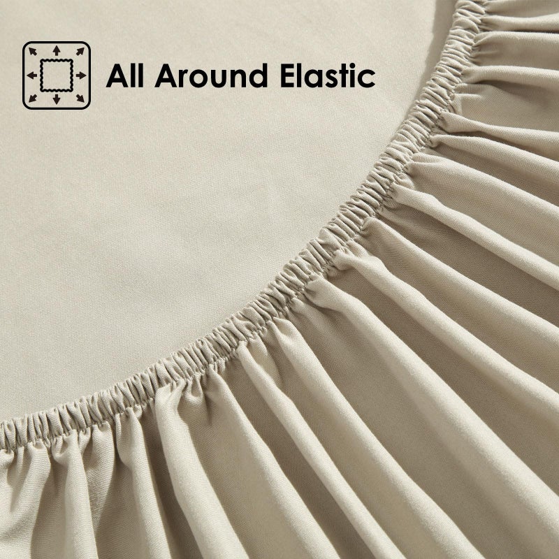 ClevaHome Sheet Set Queen Size, 4-Piece Bedding, Lightweight & Super Soft Easy Care Microfiberâ€“ Shrinkage & Fade Resistant Bedding Set with 14'' Deep Pockets (Sandy Beige) - Image 2