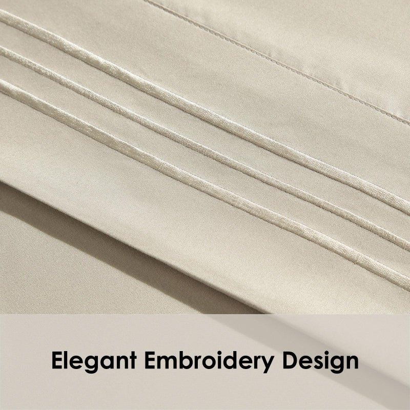 ClevaHome Sheet Set Queen Size, 4-Piece Bedding, Lightweight & Super Soft Easy Care Microfiberâ€“ Shrinkage & Fade Resistant Bedding Set with 14'' Deep Pockets (Sandy Beige) - Image 3