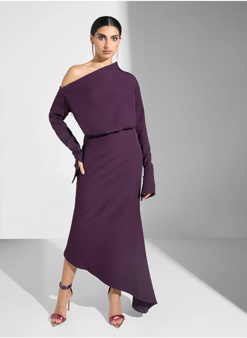 ايرا Asymmetric Drape One Shoulder Dress