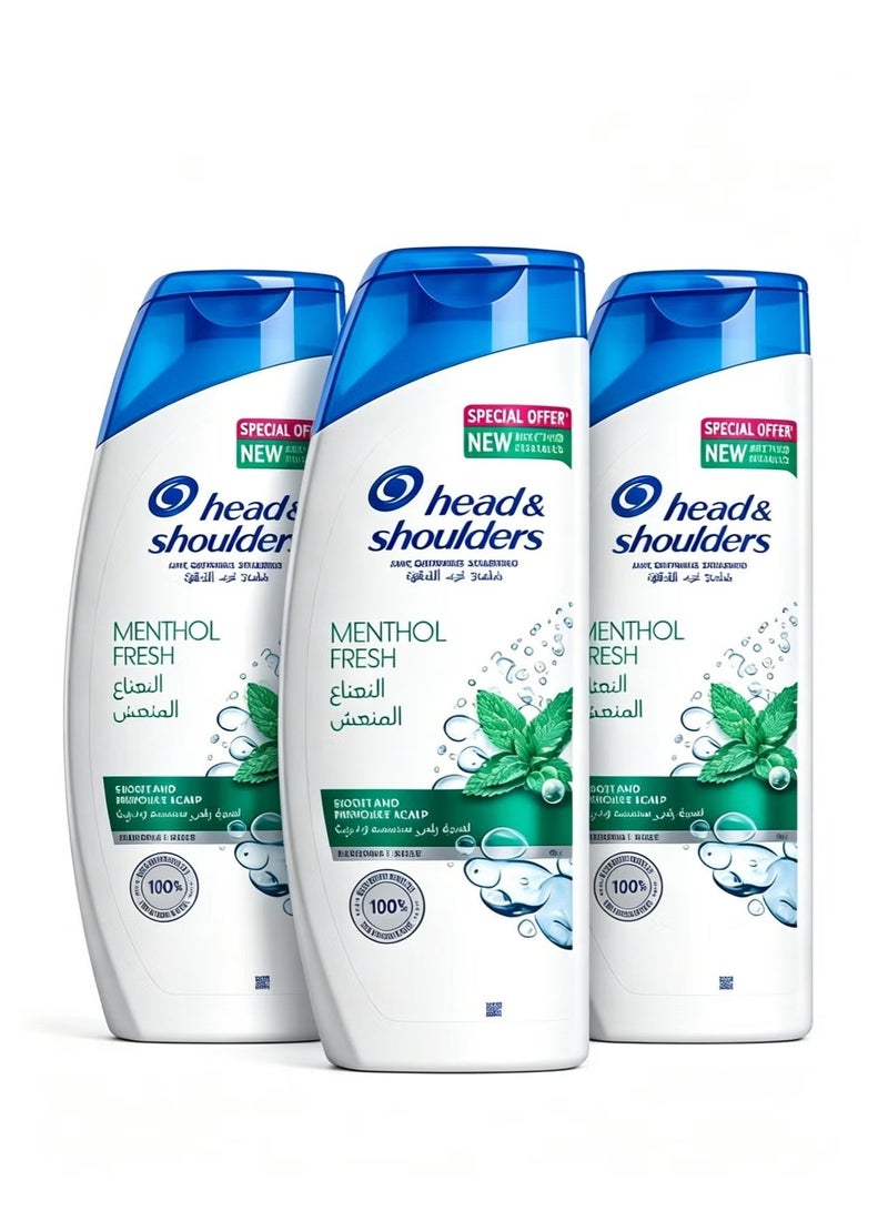 Head & Shoulders Refreshing Scalp Care Shampoo, 3 Bottles Bulk Pack, 24H Oil Control for Men & Women - Image 2