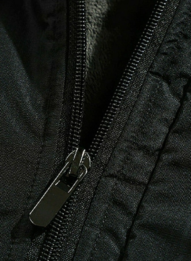 Loquat Men's Thicken Jacket Warm Winter Waterproof Windbreaker Detachable Hat Coat White/Black - Image 2