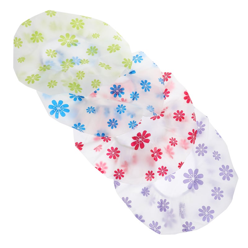 4pcs Bath Caps Adult Womens Sauna Hat Dot Print Bath Hats Reusable Shower Hats For Short Hair - Image 1